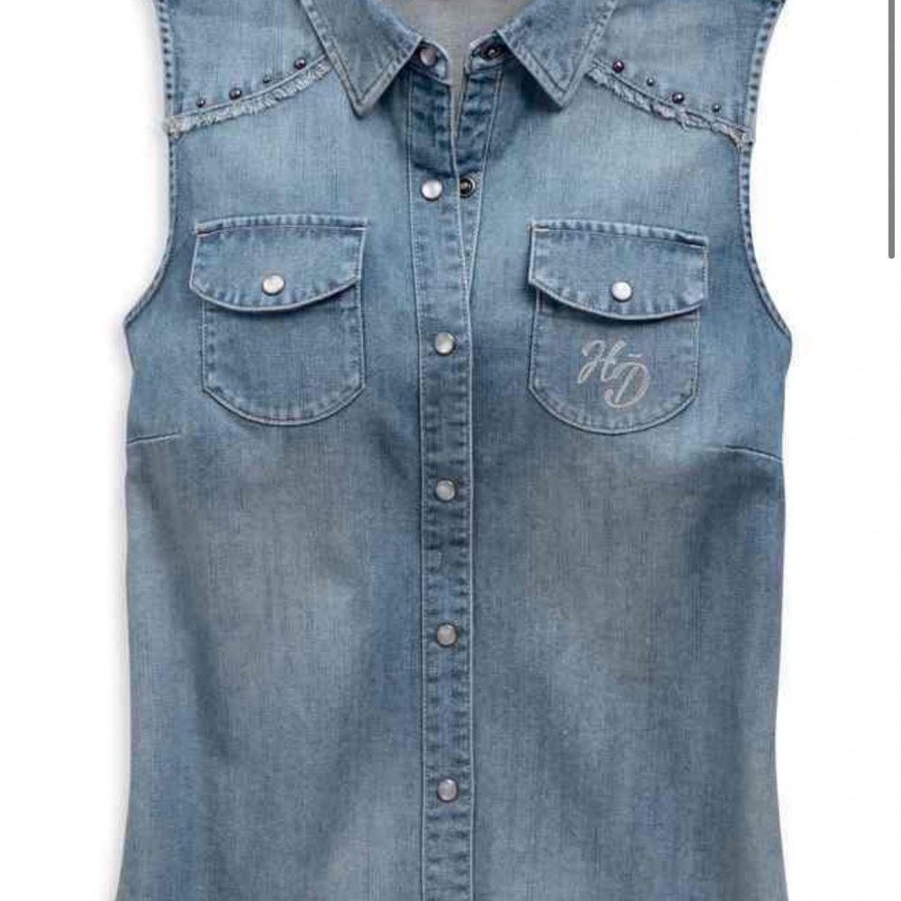Harley Davidson blue vest shirt